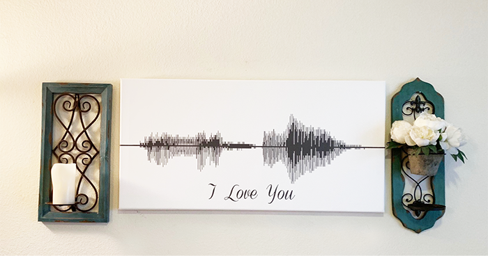 Sound Wave Canvas Art hanging on wall.